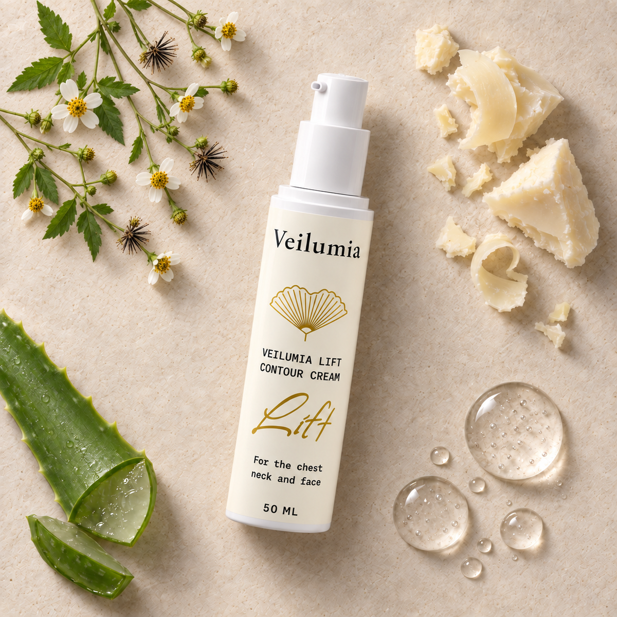 Veilumia Lift Contour Cream with its key ingredients
